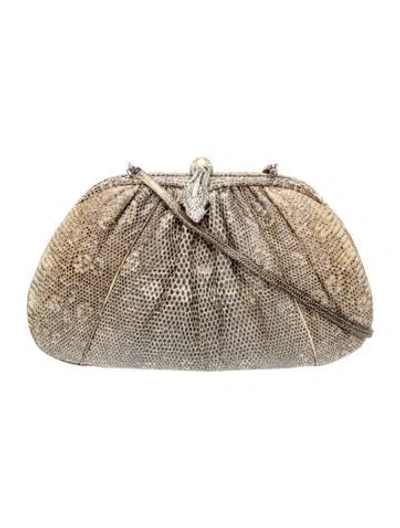 Pre-owned Judith Leiber Leather Evening Bag In Gold/metallic