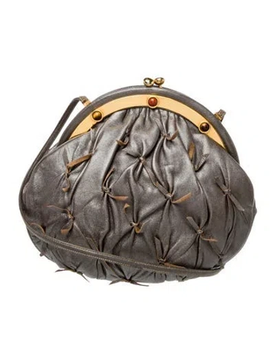 Pre-owned Judith Leiber Leather Evening Bag In Gray