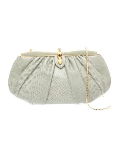 Pre-owned Judith Leiber Leather Evening Bag In Grey