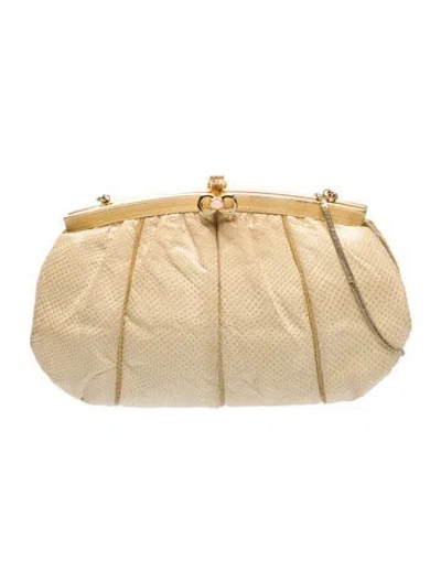 Pre-owned Judith Leiber Leather Evening Bag In Neutral