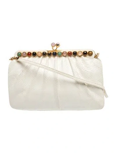 Pre-owned Judith Leiber Leather Evening Bag In Neutral