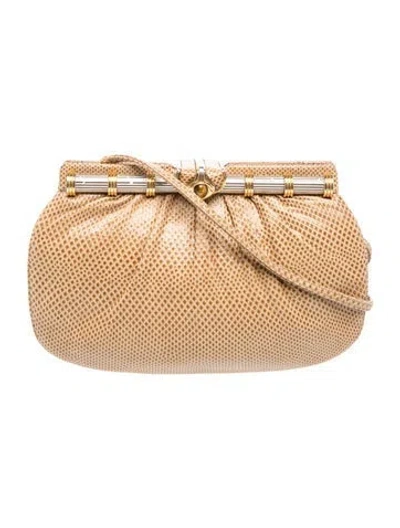 Pre-owned Judith Leiber Leather Evening Bag In Neutral