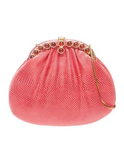 Pre-owned Judith Leiber Leather Evening Bag In Red