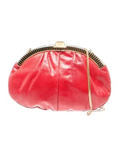 Pre-owned Judith Leiber Leather Evening Bag In Red