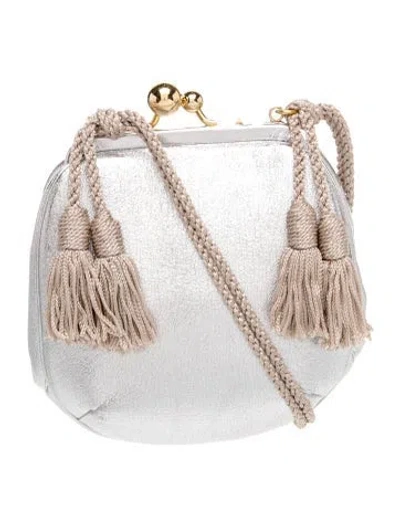 Pre-owned Judith Leiber Leather Evening Bag In Silver