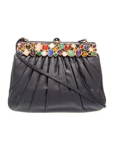 Pre-owned Judith Leiber Leather Evening Bag Vintage In Black