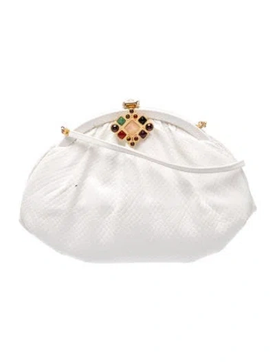 Pre-owned Judith Leiber Leather Evening Bag In White