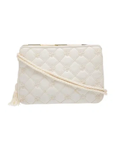 Pre-owned Judith Leiber Leather Evening Bag In White