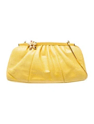 Pre-owned Judith Leiber Leather Evening Bag In Yellow