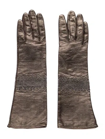 Pre-owned Judith Leiber Leather Gloves In Gold/metallic