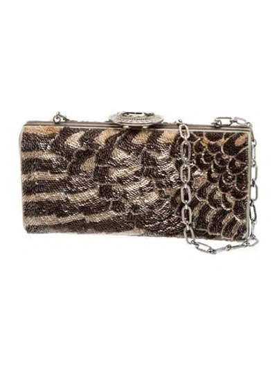 Pre-owned Judith Leiber Leather Minaudière In Brown