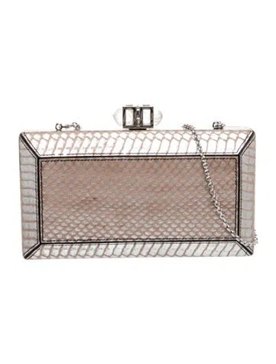 Pre-owned Judith Leiber Leather Minaudière In Silver