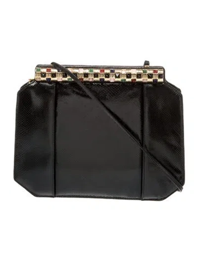 Pre-owned Judith Leiber Leather Shoulder Bag In Black