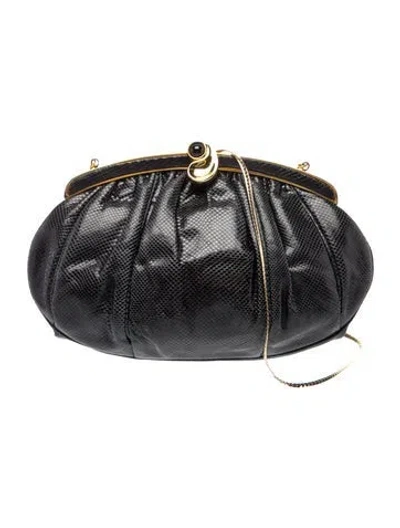 Pre-owned Judith Leiber Leather Shoulder Bag In Black
