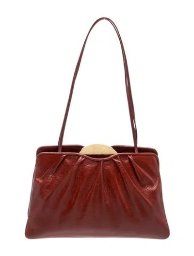 Pre-owned Judith Leiber Leather Shoulder Bag In Burgundy