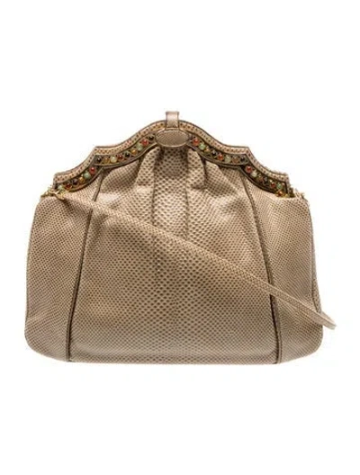 Pre-owned Judith Leiber Leather Shoulder Bag In Neutral