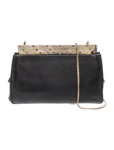Pre-owned Judith Leiber Leather Shoulder Bag Vintage In Black