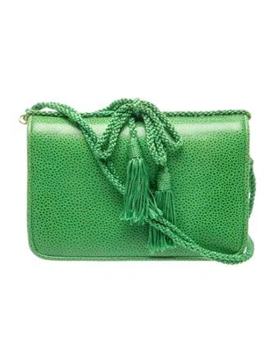 Pre-owned Judith Leiber Leather Shoulder Bag Vintage In Green