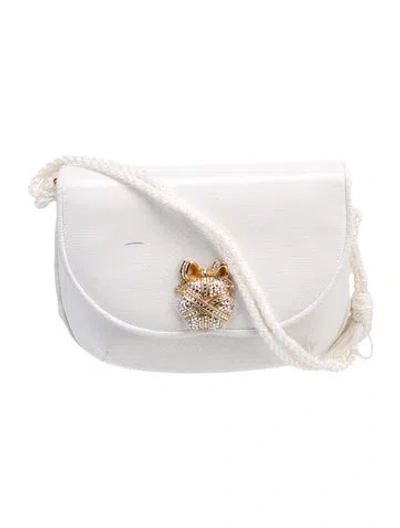 Pre-owned Judith Leiber Leather Shoulder Bag In White
