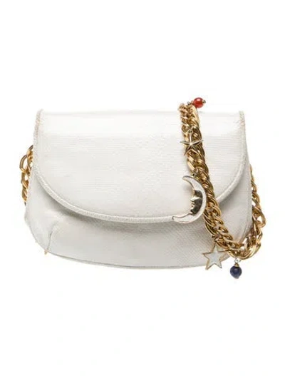 Pre-owned Judith Leiber Leather Shoulder Bag In White