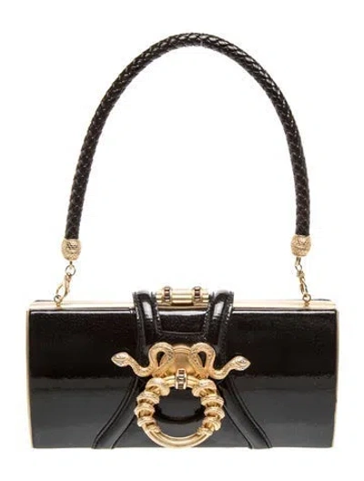 Pre-owned Judith Leiber Leather Top Handle Bag In Black