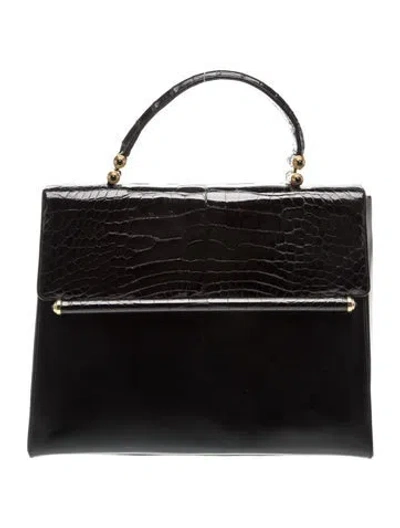 Pre-owned Judith Leiber Leather Top Handle Bag In Black