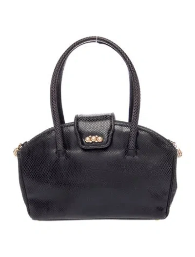 Pre-owned Judith Leiber Leather Top Handle Bag In Black