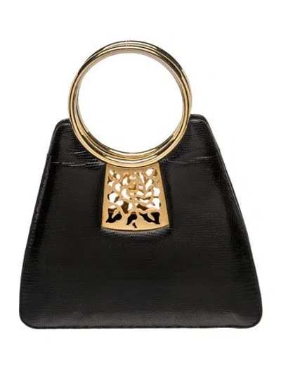 Pre-owned Judith Leiber Leather Top Handle Bag In Black