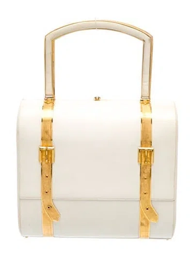 Pre-owned Judith Leiber Leather Top Handle Bag In Neutral