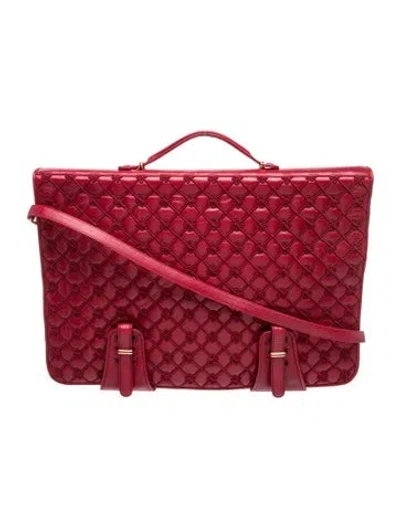Pre-owned Judith Leiber Leather Top Handle Bag In Red