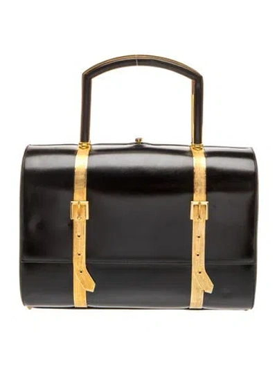 Pre-owned Judith Leiber Leather Top Handle Bag Vintage In Black