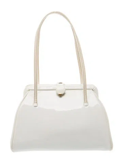 Pre-owned Judith Leiber Leather Top Handle Bag In White