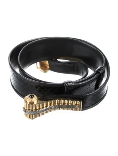 Pre-owned Judith Leiber Leather Waist Belt In Black