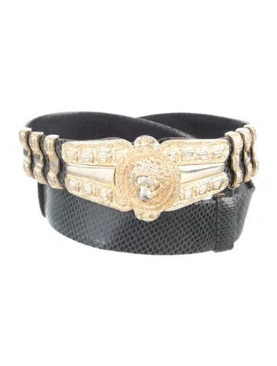 Pre-owned Judith Leiber Leather Waist Belt In Black