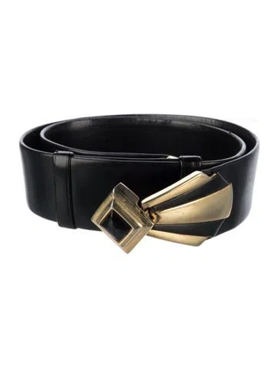 Pre-owned Judith Leiber Leather Waist Belt In Black