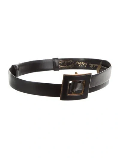 Pre-owned Judith Leiber Leather Waist Belt In Black