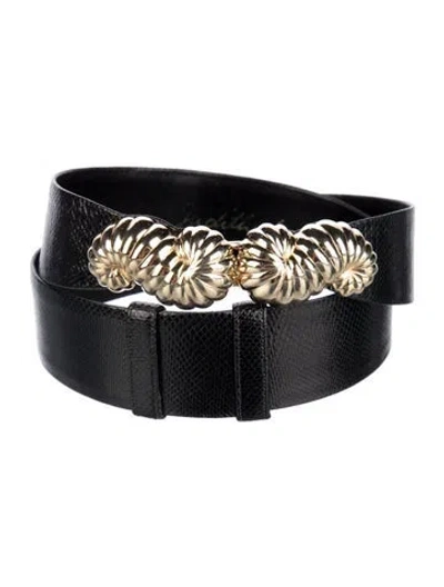 Pre-owned Judith Leiber Leather Waist Belt In Black
