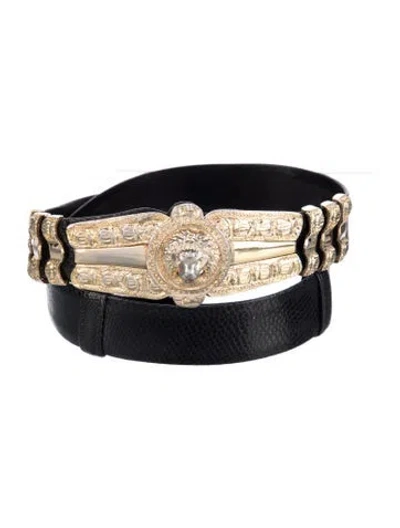 Pre-owned Judith Leiber Leather Waist Belt In Black