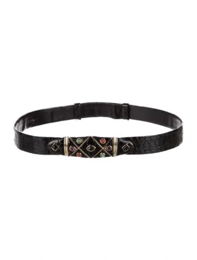 Pre-owned Judith Leiber Leather Waist Belt In Black