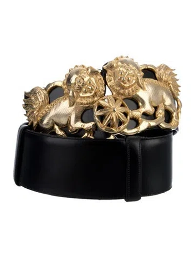 Pre-owned Judith Leiber Leather Waist Belt In Black