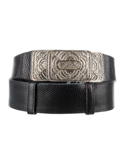Pre-owned Judith Leiber Leather Waist Belt In Black