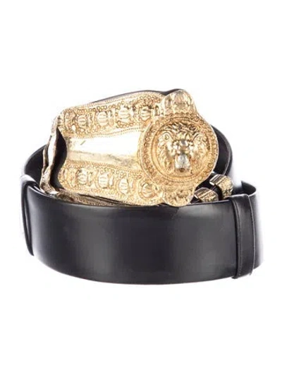Pre-owned Judith Leiber Leather Waist Belt In Black