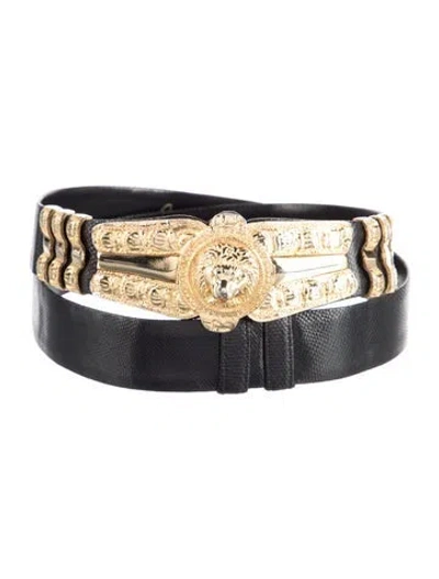 Pre-owned Judith Leiber Leather Waist Belt In Black