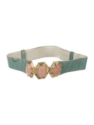 Pre-owned Judith Leiber Leather Waist Belt In Blue