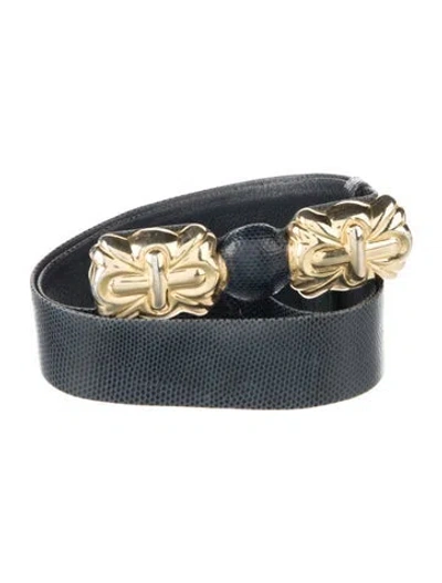 Pre-owned Judith Leiber Leather Waist Belt In Blue