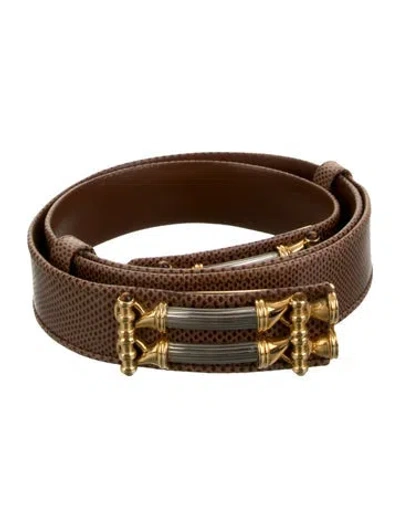 Pre-owned Judith Leiber Leather Waist Belt In Brown