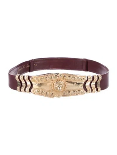 Pre-owned Judith Leiber Leather Waist Belt In Burgundy