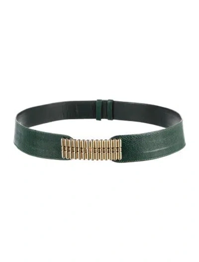 Pre-owned Judith Leiber Leather Waist Belt In Green