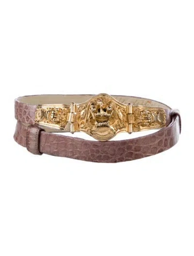 Pre-owned Judith Leiber Leather Waist Belt In Neutral