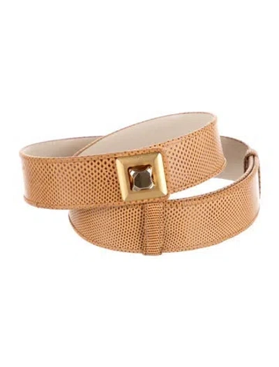 Pre-owned Judith Leiber Leather Waist Belt In Orange